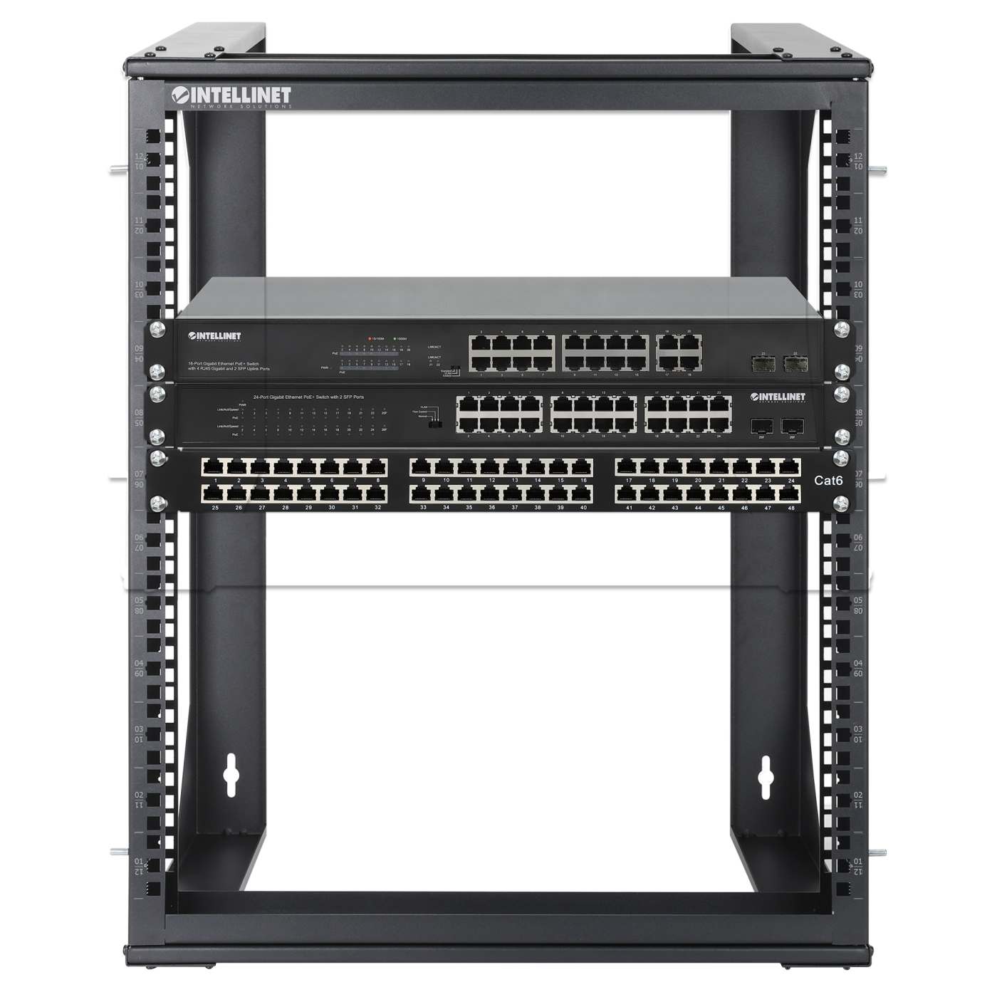 19" Wall Mount 2-Post Open Frame Network Rack, 12U Image 7