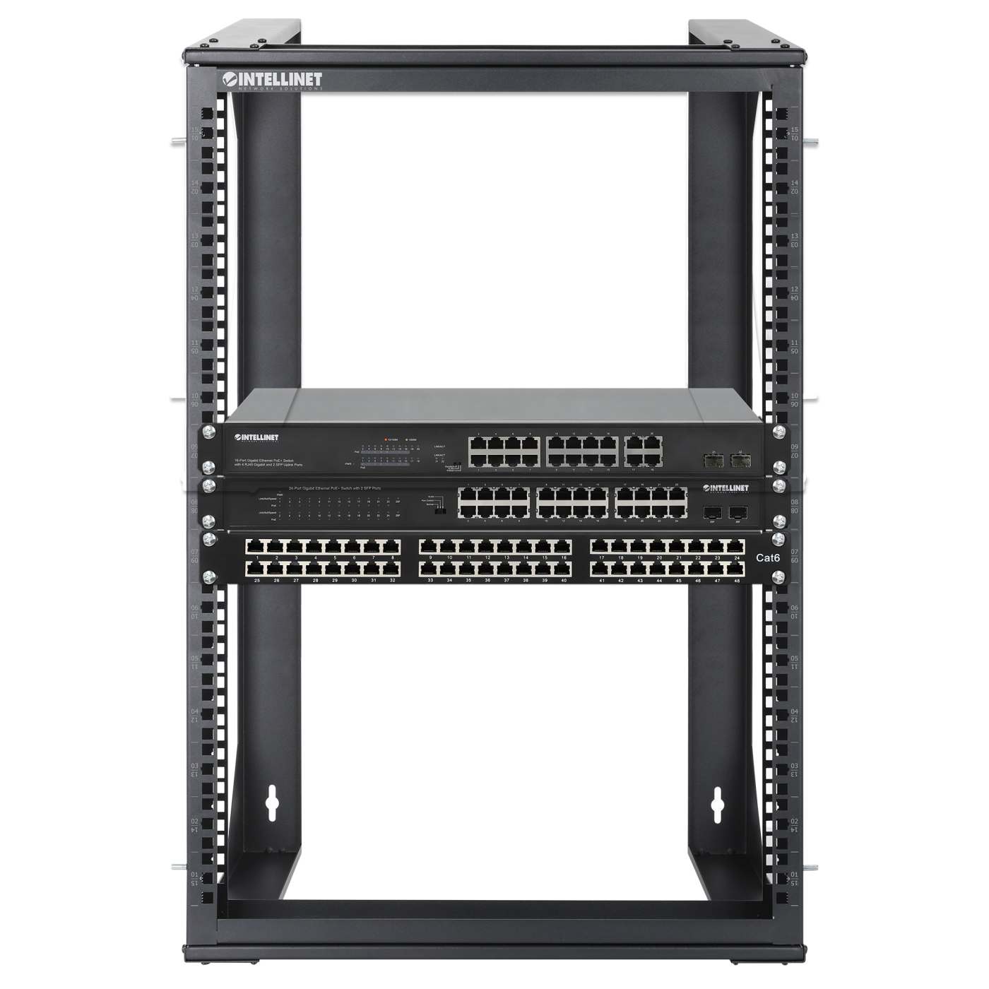 19" Wall Mount 2-Post Open Frame Network Rack, 15U Image 7