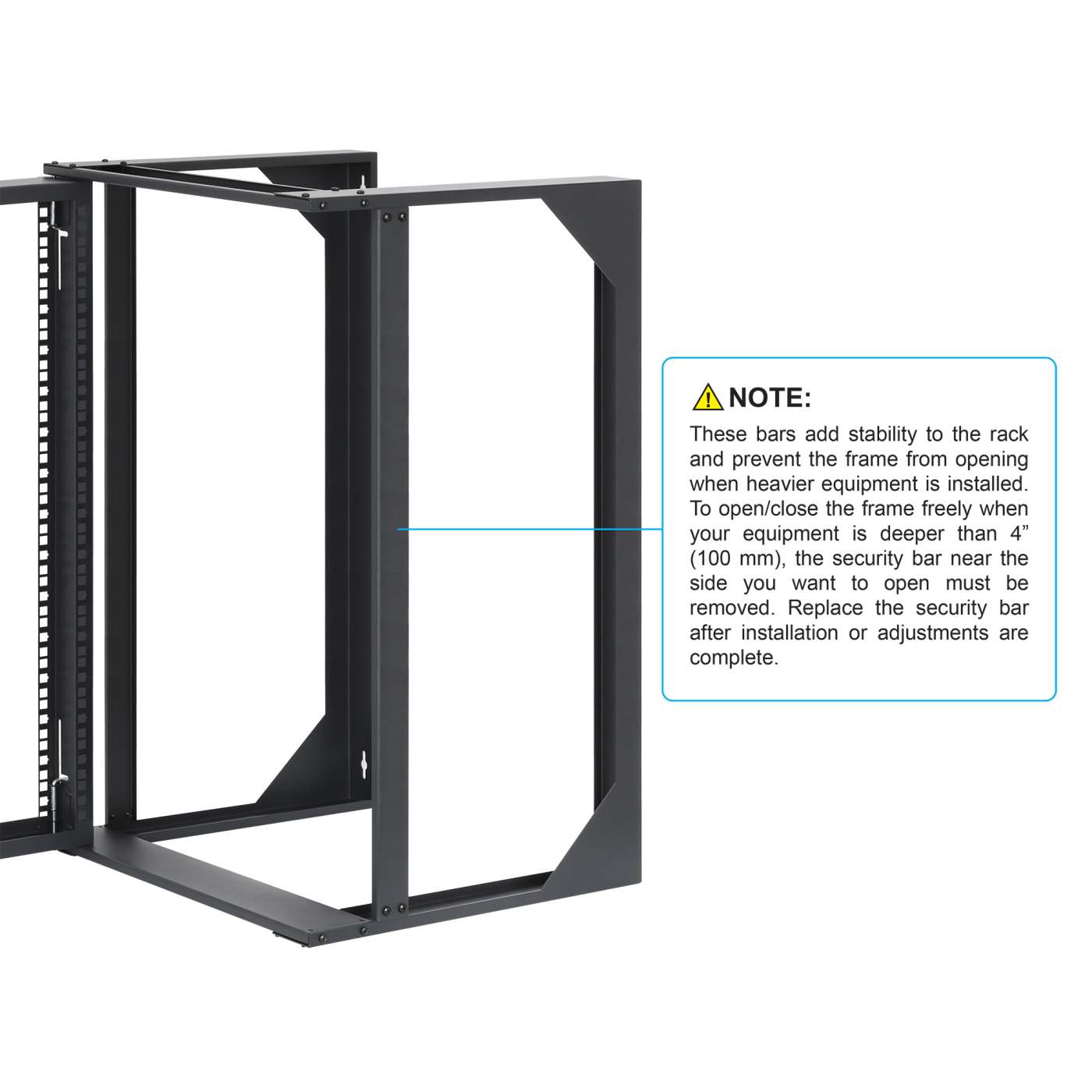 19" Wall Mount 2-Post Open Frame Network Rack, 15U Image 8
