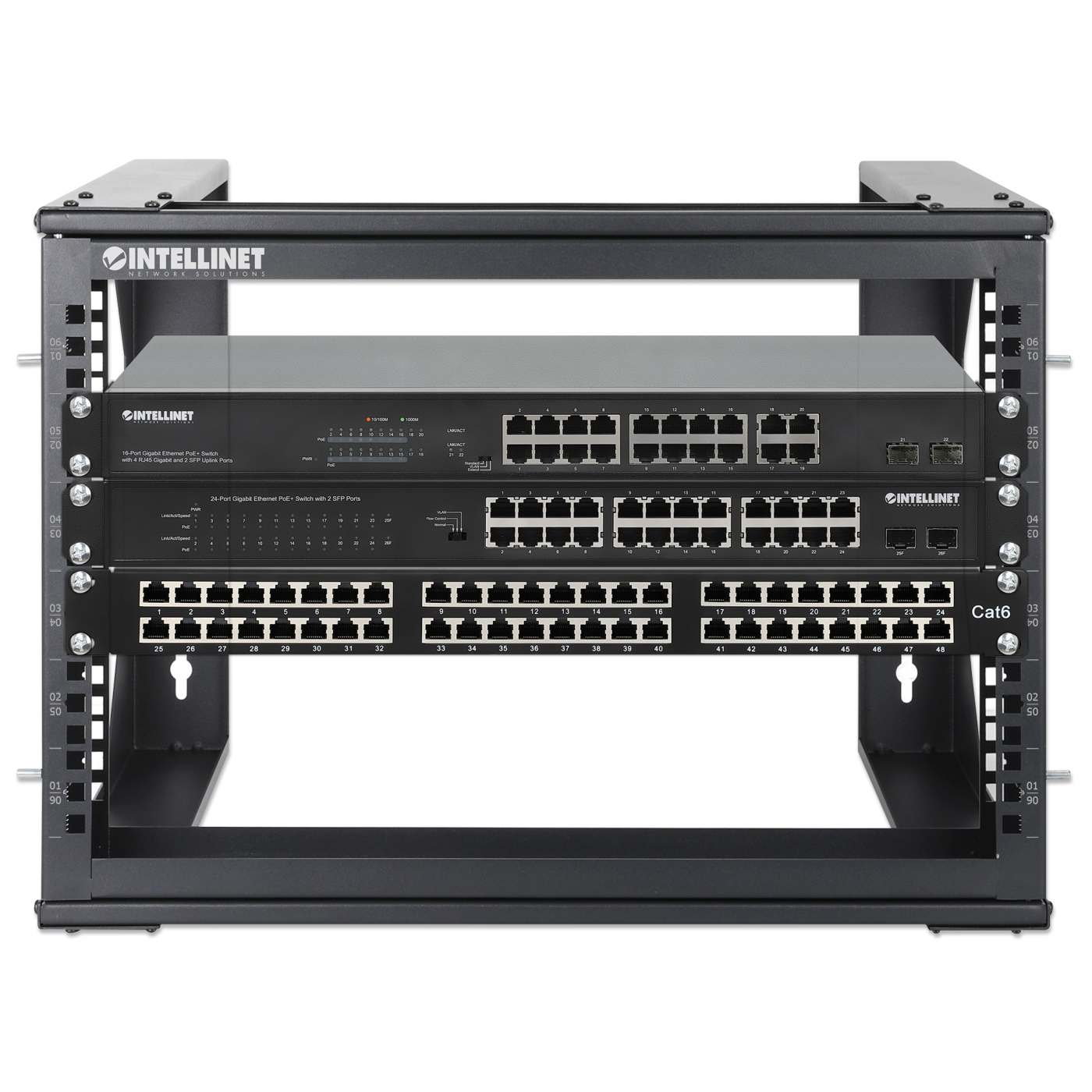 Wallmount OpenFrame Netw. Rack 6U Front-Hinged SwingFrame