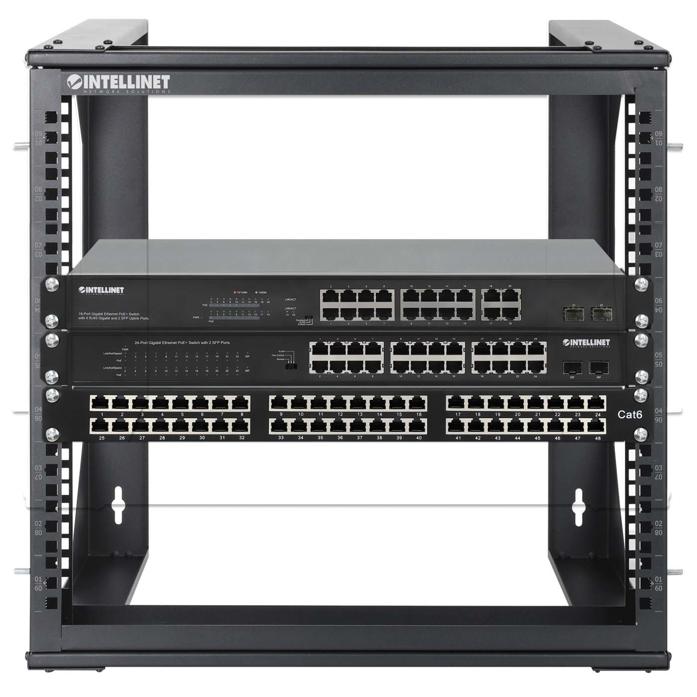 19" Wall Mount 2-Post Open Frame Network Rack, 9U Image 7