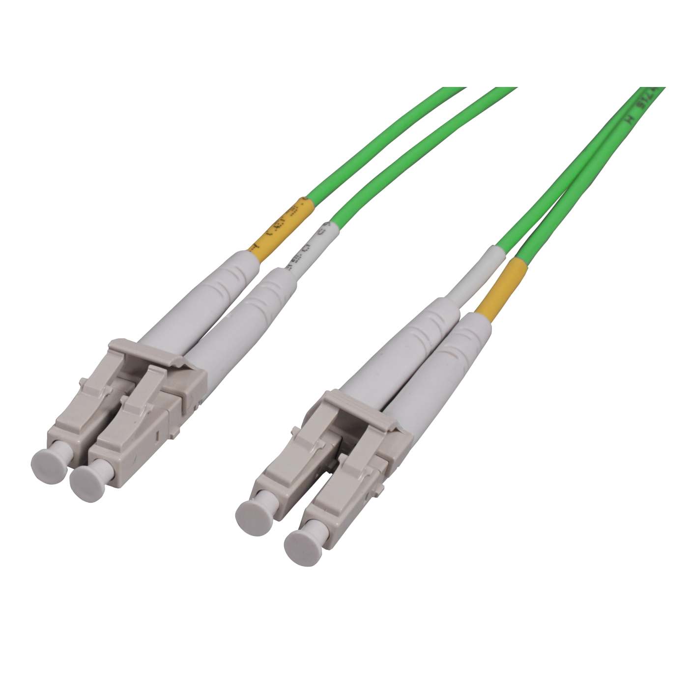 3 m LC to LC UPC Fiber Optic Patch Cable, 2.0 mm, Duplex, OFNR, OM5 Multimode, Lime Green Image 1