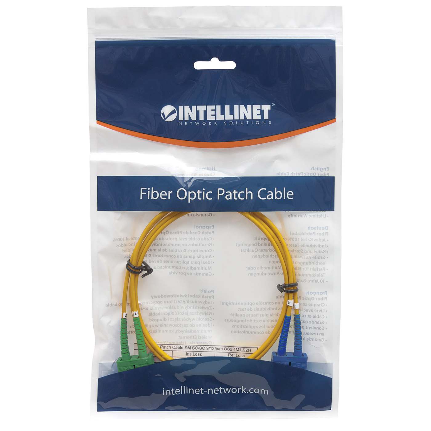 5 m SC UPC to SC APC Fiber Cable, 2 mm, Duplex, OFNR, SM BIF