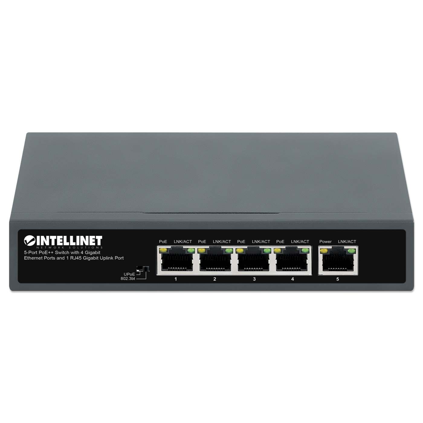 5-Port PoE++ Switch with 4 Gigabit Ethernet Ports and 1 RJ45 Gigabit Uplink Port Image 4