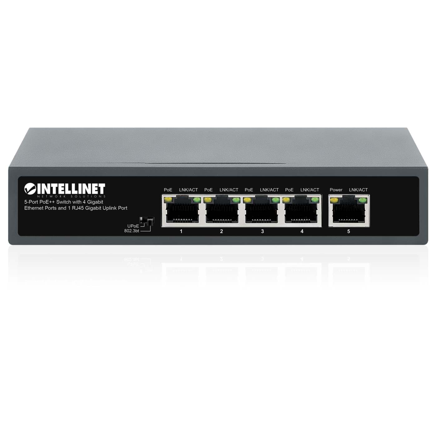 5-Port PoE++ Switch with 4 Gigabit Ethernet Ports and 1 RJ45 Gigabit Uplink Port Image 6