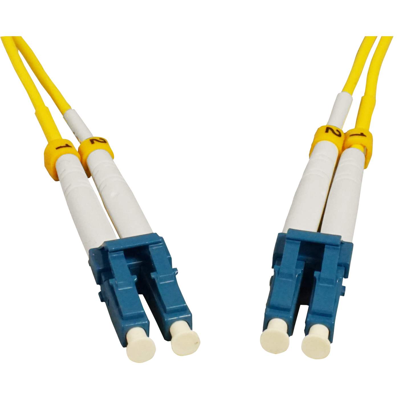 50 m LC to LC UPC Fiber Cable, 2 mm, Duplex, OFNR, SM BIF, Yellow