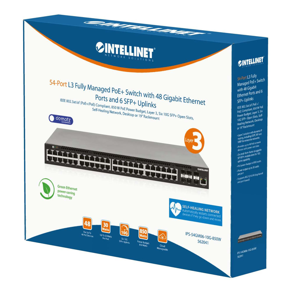54-Port L3 Fully Managed PoE+ Switch w/ 48 GbE Ports & 6 SFP+ Uplinks