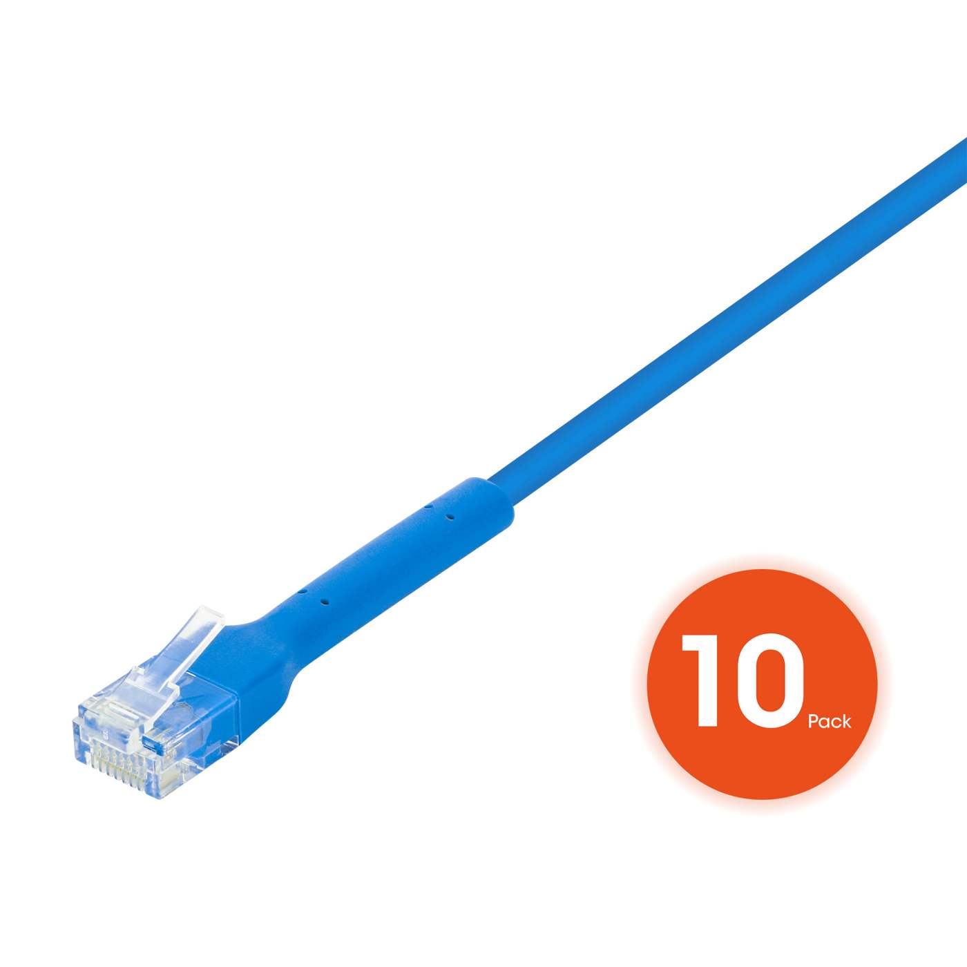 Cat6 U/UTP FlexiBoot Slim Network Patch Cable, 1 ft., Blue, 10-Pack Image 3