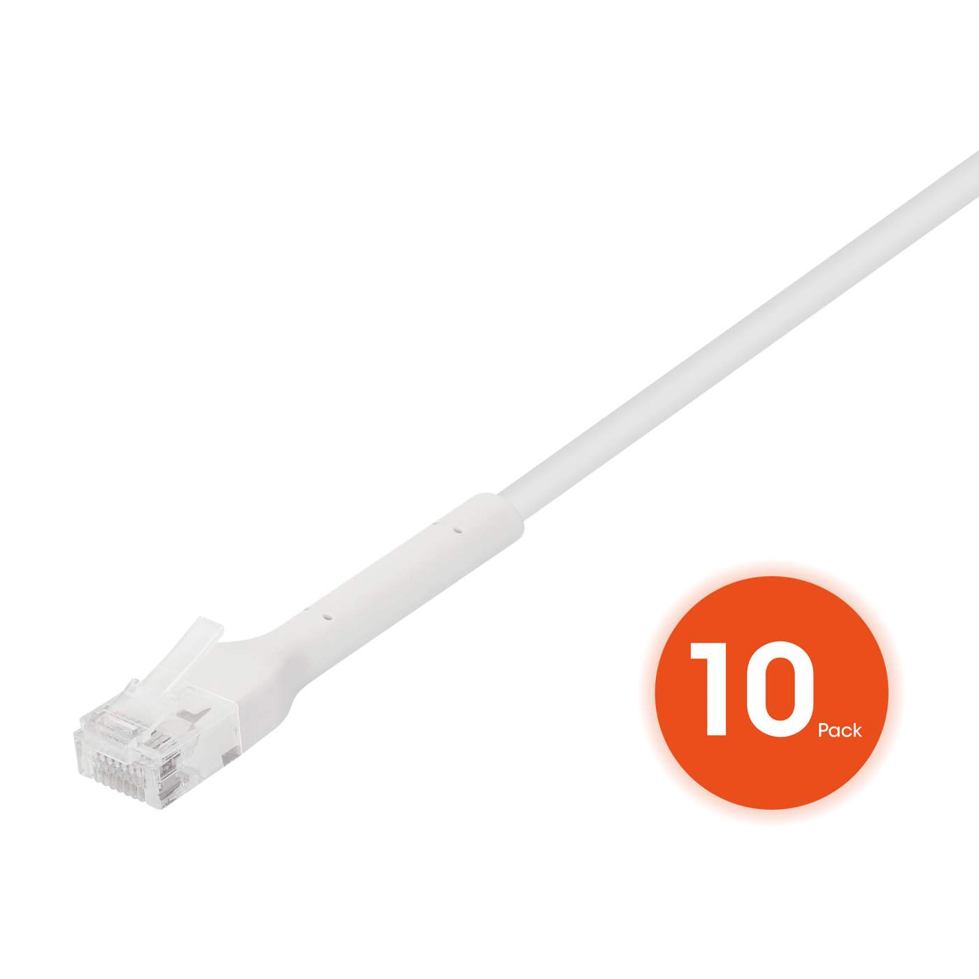 Cat6 U/UTP FlexiBoot Slim Network Patch Cable, 1 ft., White, 10-Pack Image 3