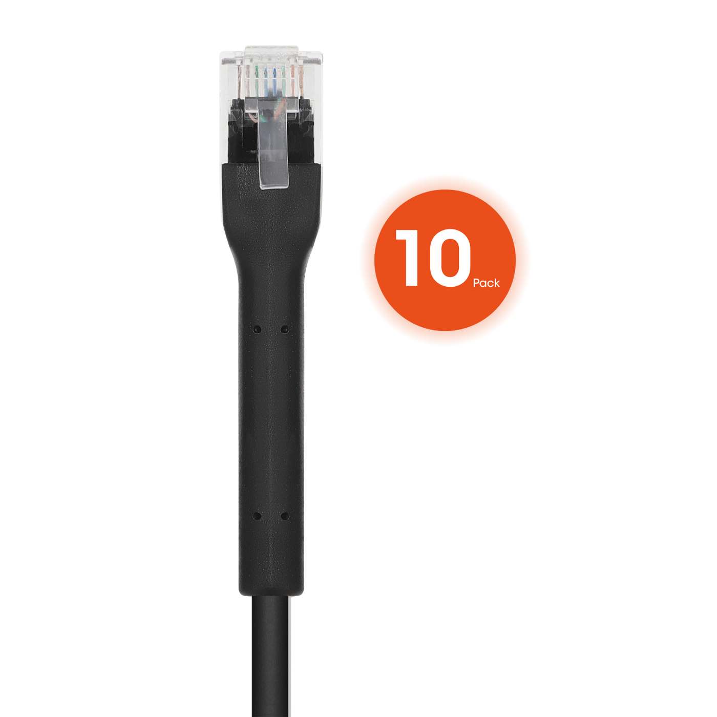 Cat6 U/UTP FlexiBoot Slim Network Patch Cable, 10 ft., Black, 10-Pack Image 4