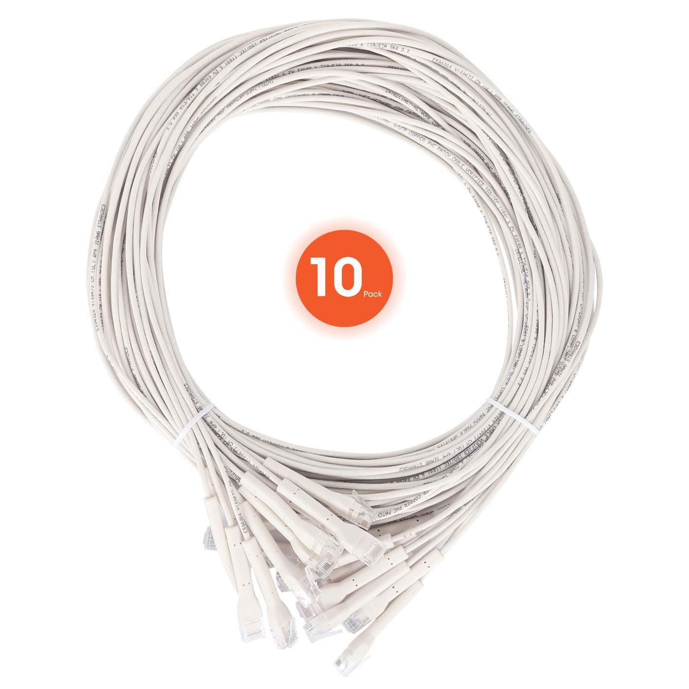 Cat6 U/UTP FlexiBoot Slim Network Patch Cable, 10 ft., White, 10-Pack Image 8