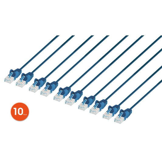 Cat6 U/UTP Slim Network Patch Cable, 1 ft., Blue, 10-Pack Image 1