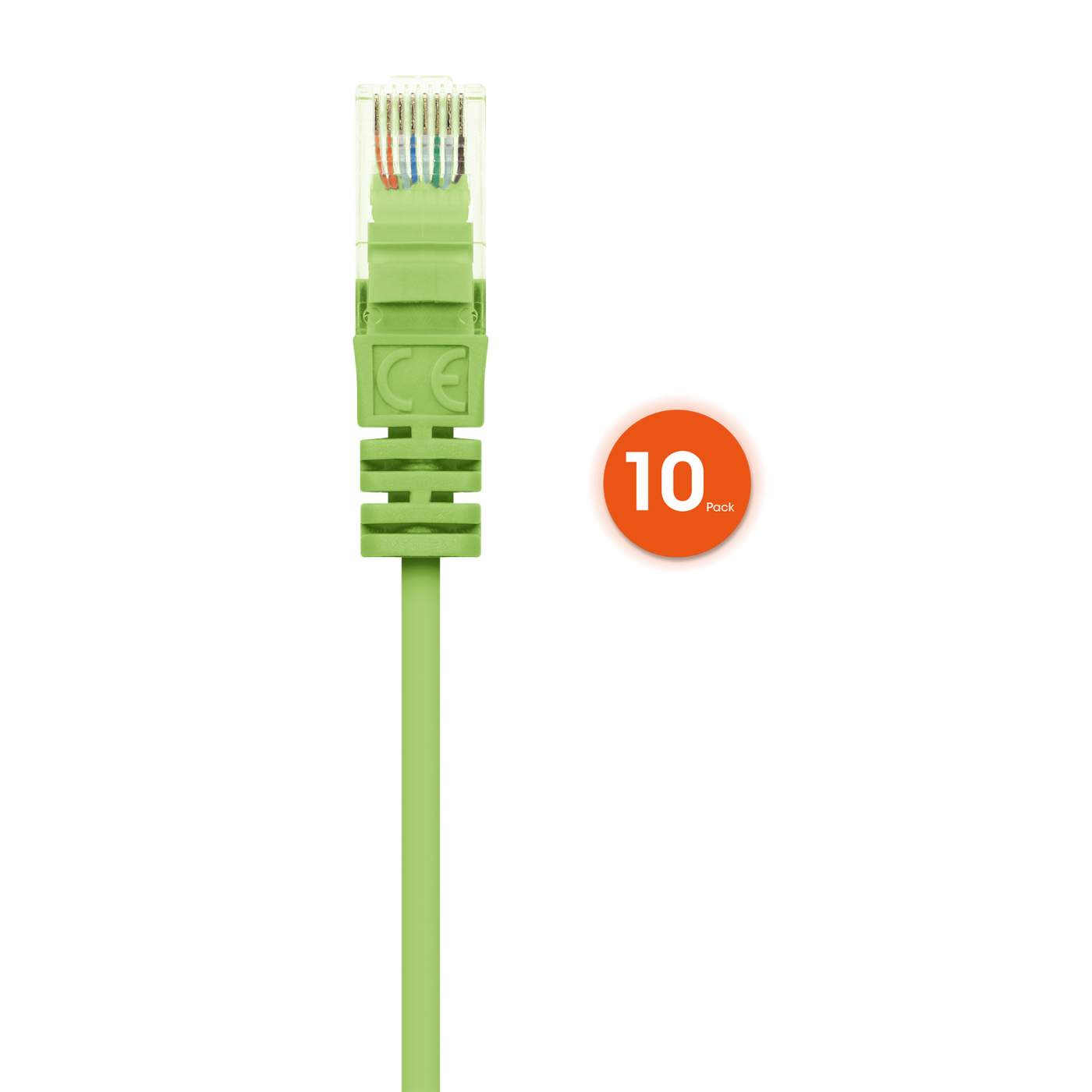 Cat6 U/UTP Slim Network Patch Cable, 1 ft., Bright Green, 10-Pack Image 4