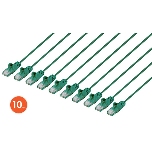 Cat6 U/UTP Slim Network Patch Cable, 1 ft., Green, 10-Pack Image 1