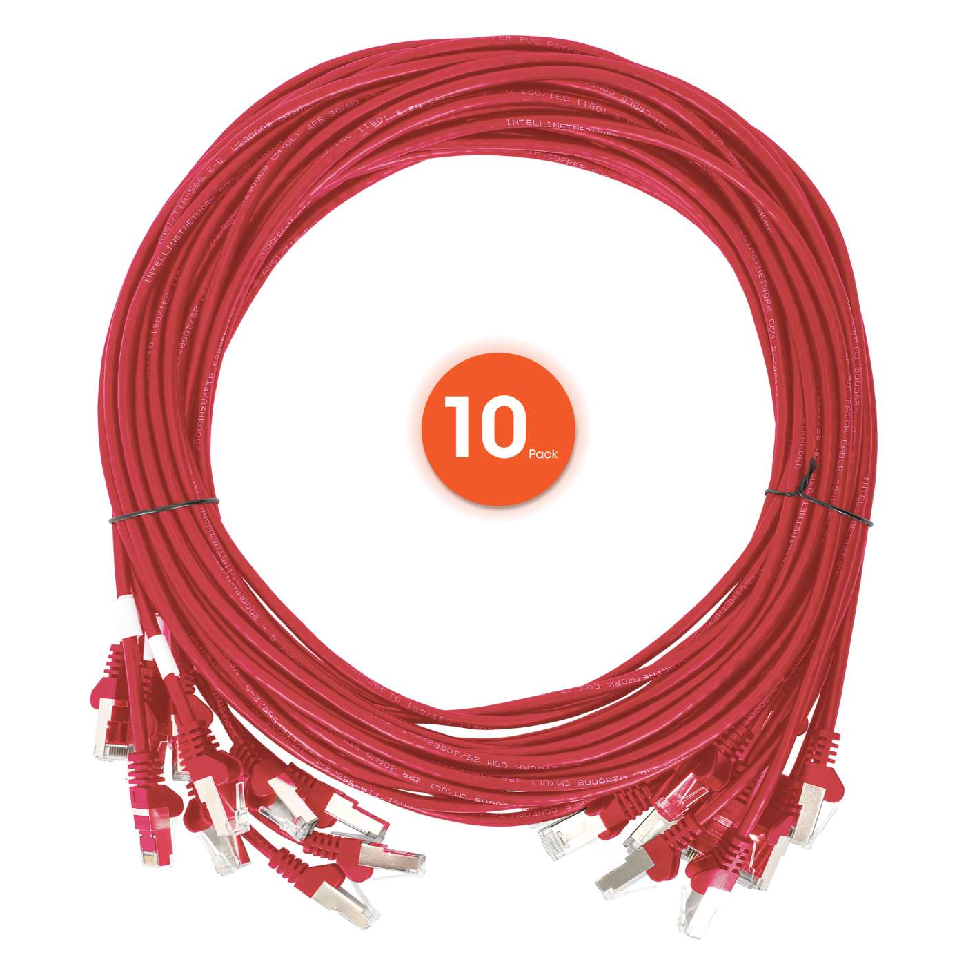 Cat6 U/UTP Slim Network Patch Cable, 1 ft., Red, 10-Pack Image 7