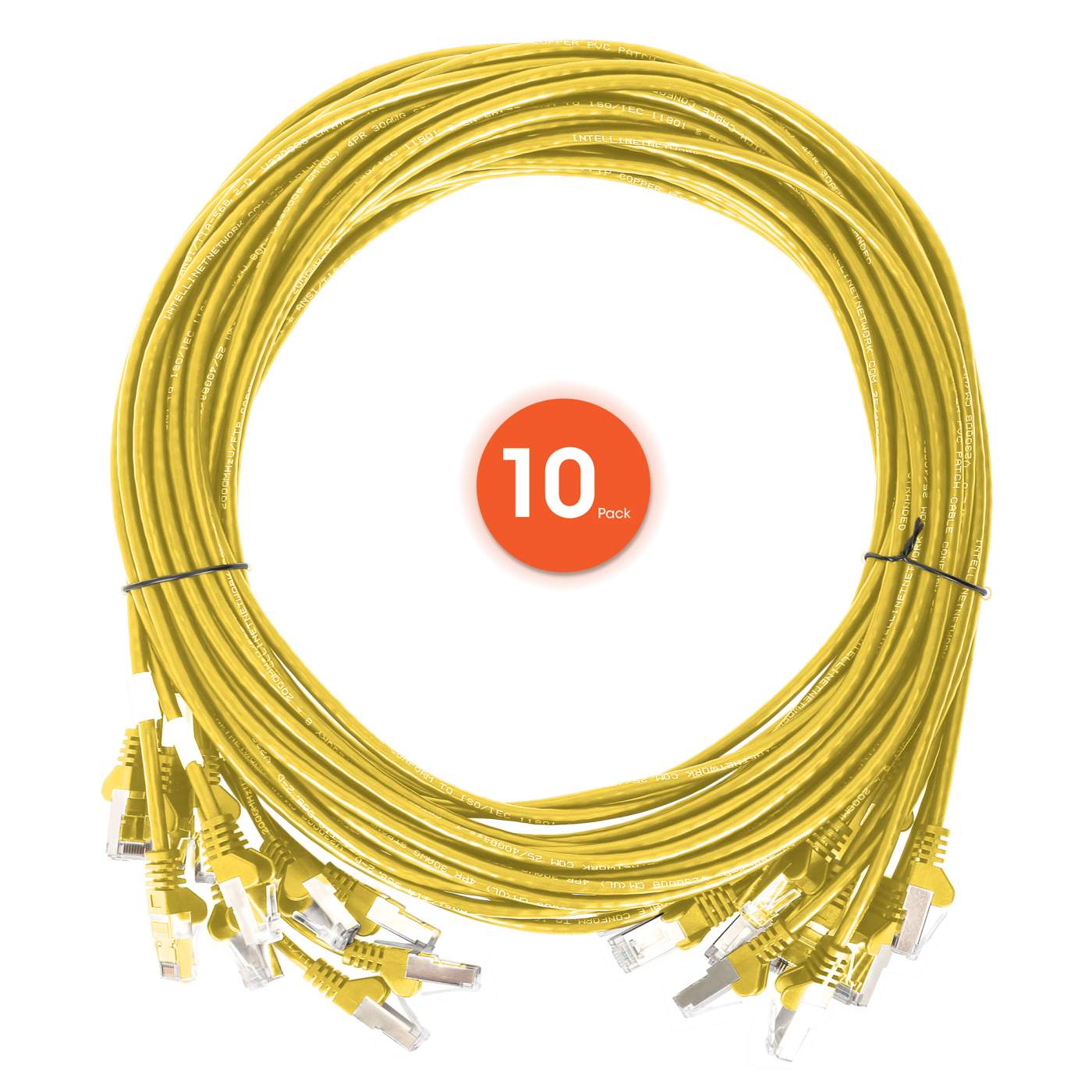 Cat6 U/UTP Slim Network Patch Cable, 1 ft., Yellow, 10-Pack Image 7