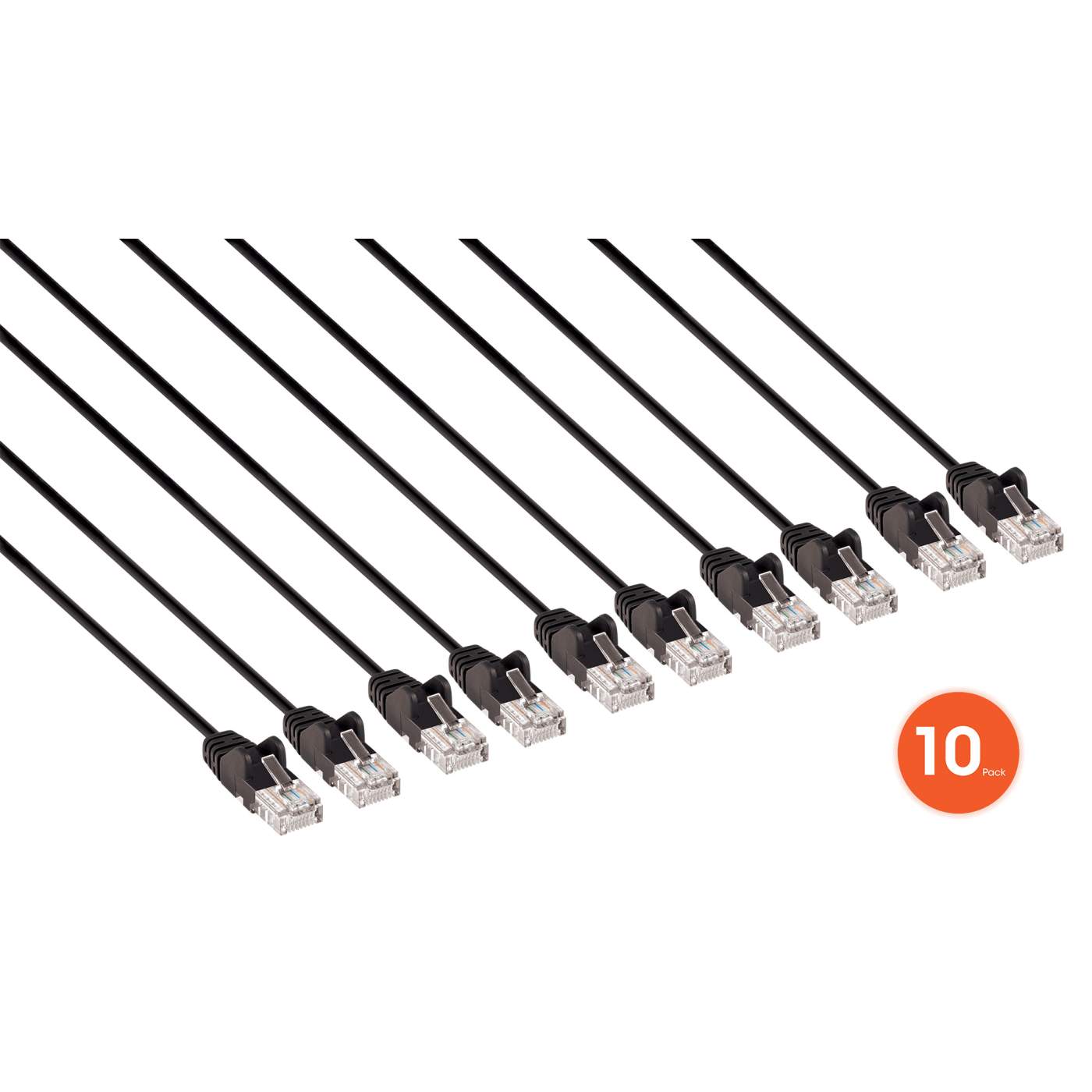 Cat6 U/UTP Slim Network Patch Cable, 20 ft., Black, 10-Pack Image 3