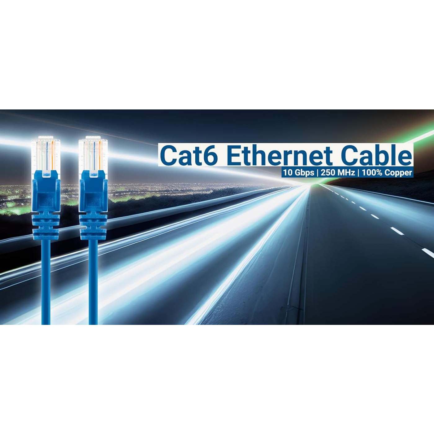 Cat6 U/UTP Slim Network Patch Cable, 25 ft., Blue, 5-Pack Image 3
