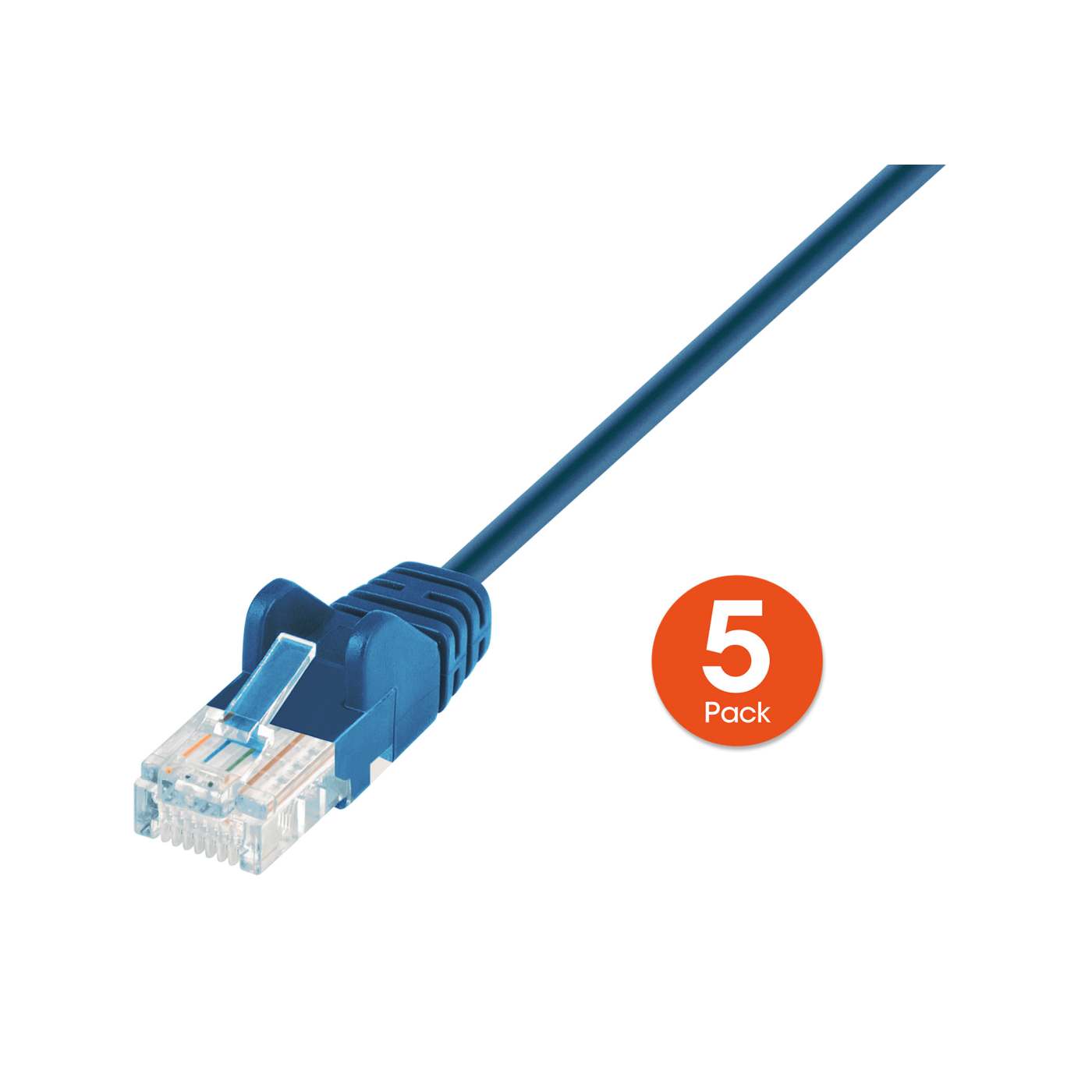 Cat6 U/UTP Slim Network Patch Cable, 25 ft., Blue, 5-Pack Image 3