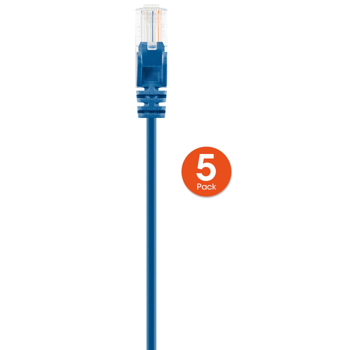 Cat6 U/UTP Slim Network Patch Cable, 25 ft., Blue, 5-Pack Image 4