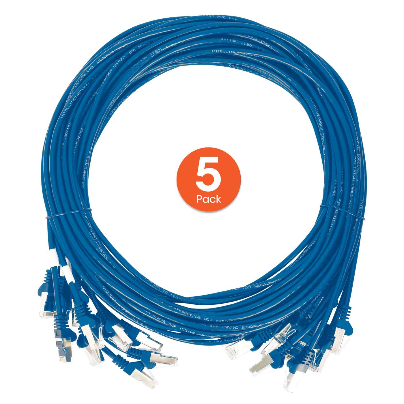 Cat6 U/UTP Slim Network Patch Cable, 25 ft., Blue, 5-Pack Image 7