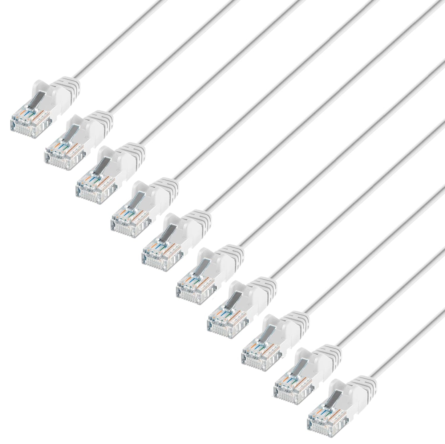 Cat6 U/UTP Slim Network Patch Cable, 1.5 ft., White, 10-Pack