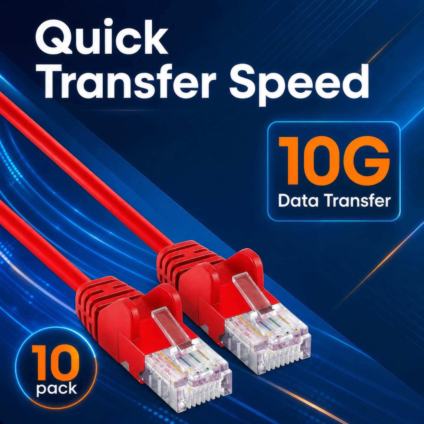 Cat6a U/UTP Slim Network Patch Cable, 1 ft., Red, 10-Pack Image 6