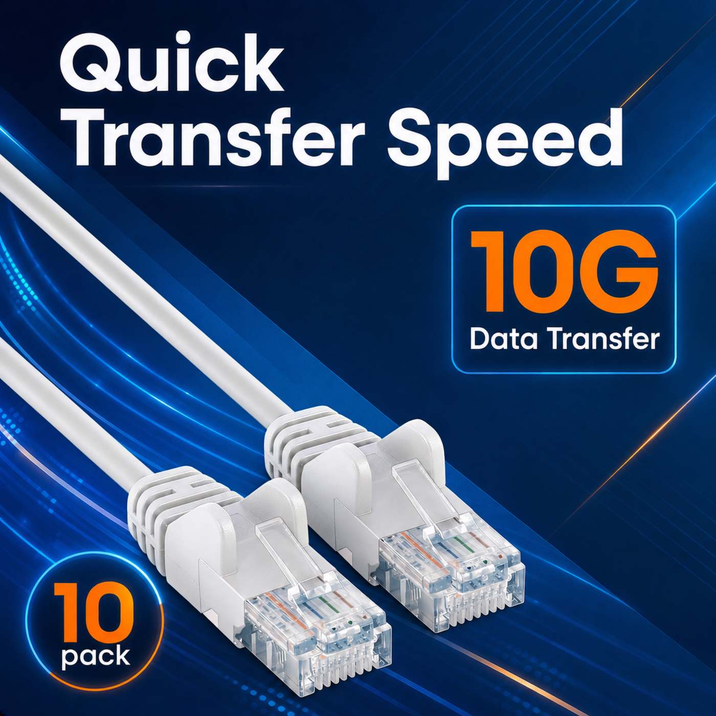 Cat6a U/UTP Slim Network Patch Cable, 10 ft., White, 10-Pack Image 6