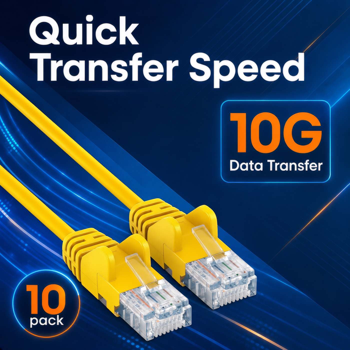 Cat6a U/UTP Slim Network Patch Cable, 3 ft., Yellow, 10-Pack Image 6