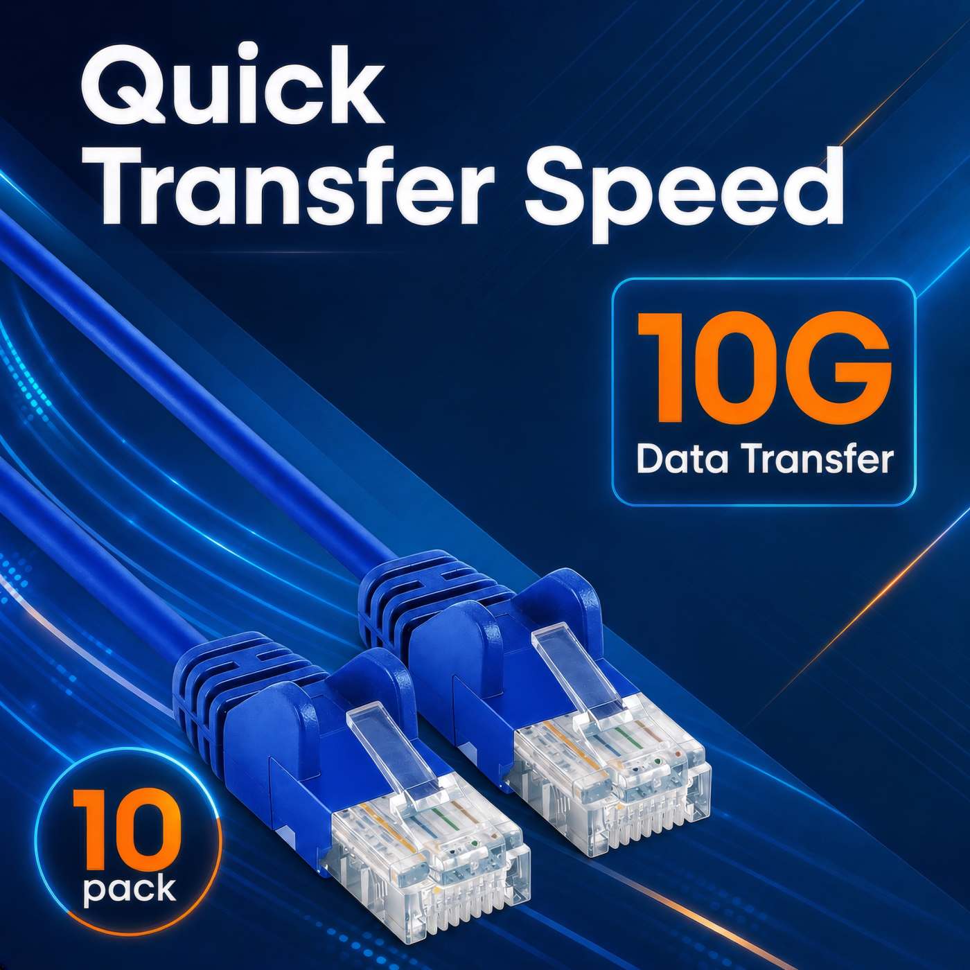 Cat6a U/UTP Slim Network Patch Cable, 5 ft., Blue, 10-Pack Image 6