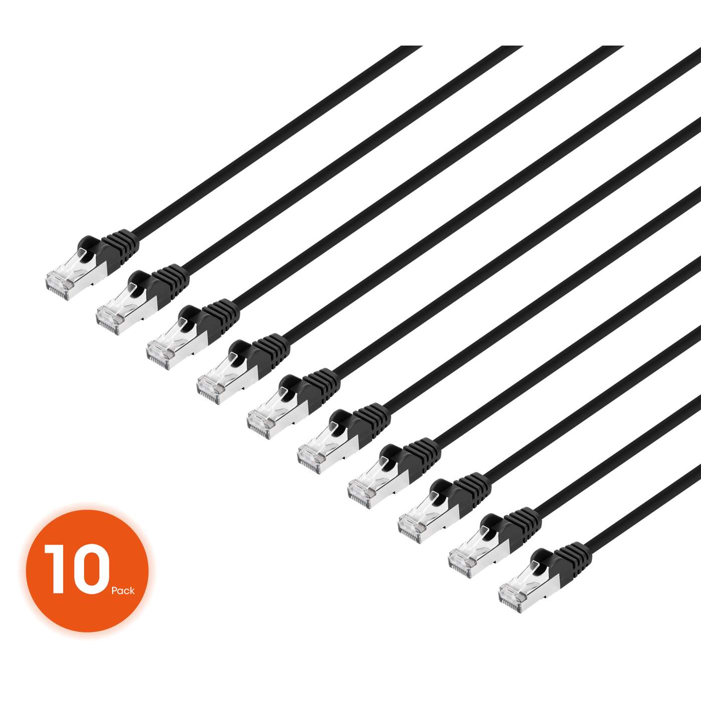 Cat8.1 U/FTP Slim Network Patch Cable, 0.5 ft., Black, 10-Pack