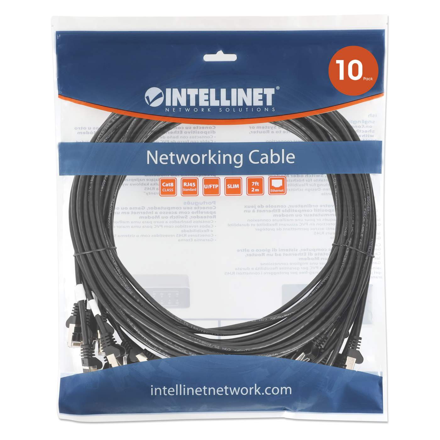 Cat8.1 U/FTP Slim Network Patch Cable, 0.5 ft., Black, 10-Pack