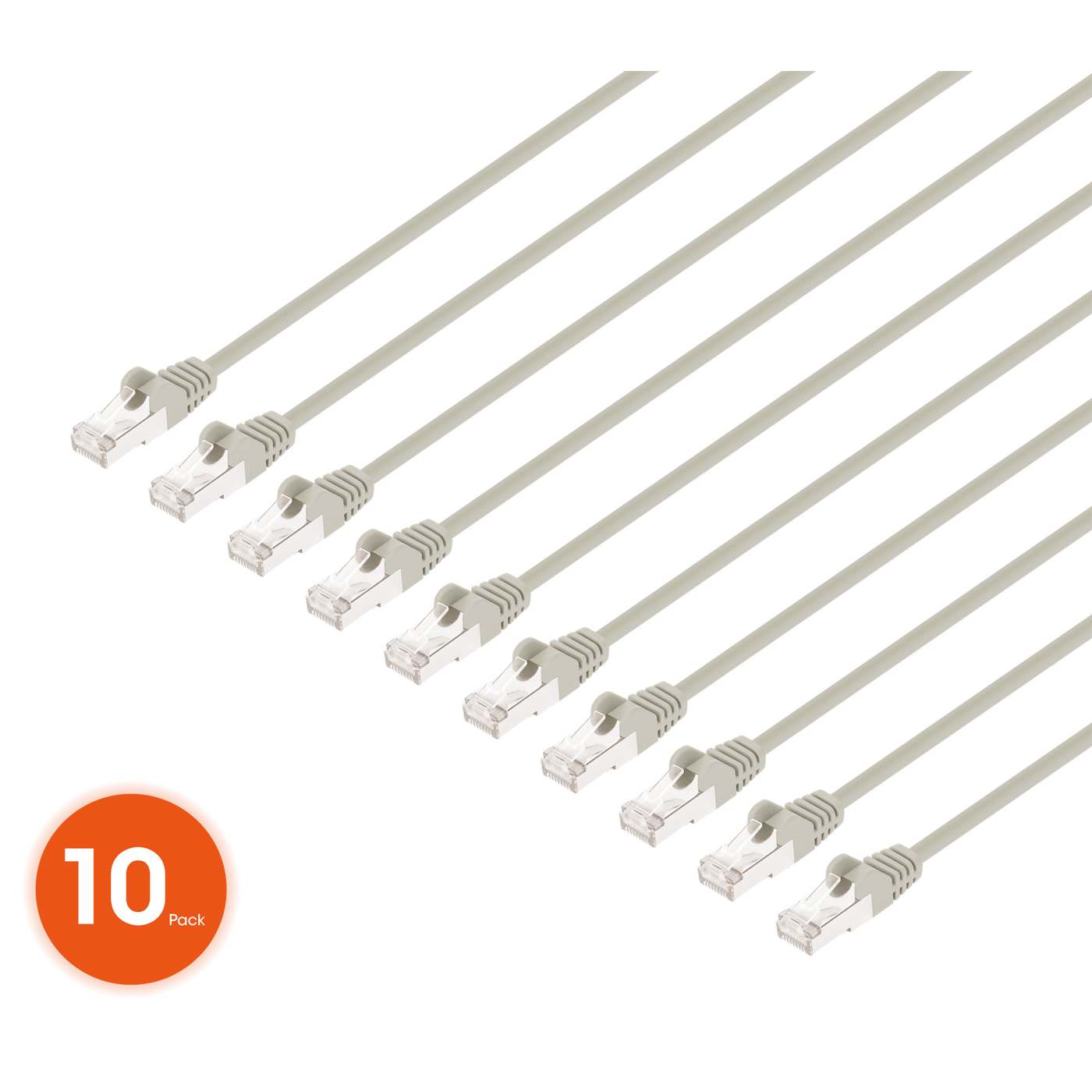Cat8.1 U/FTP Slim Network Patch Cable, 0.5 ft., Gray, 10-Pack Image 1
