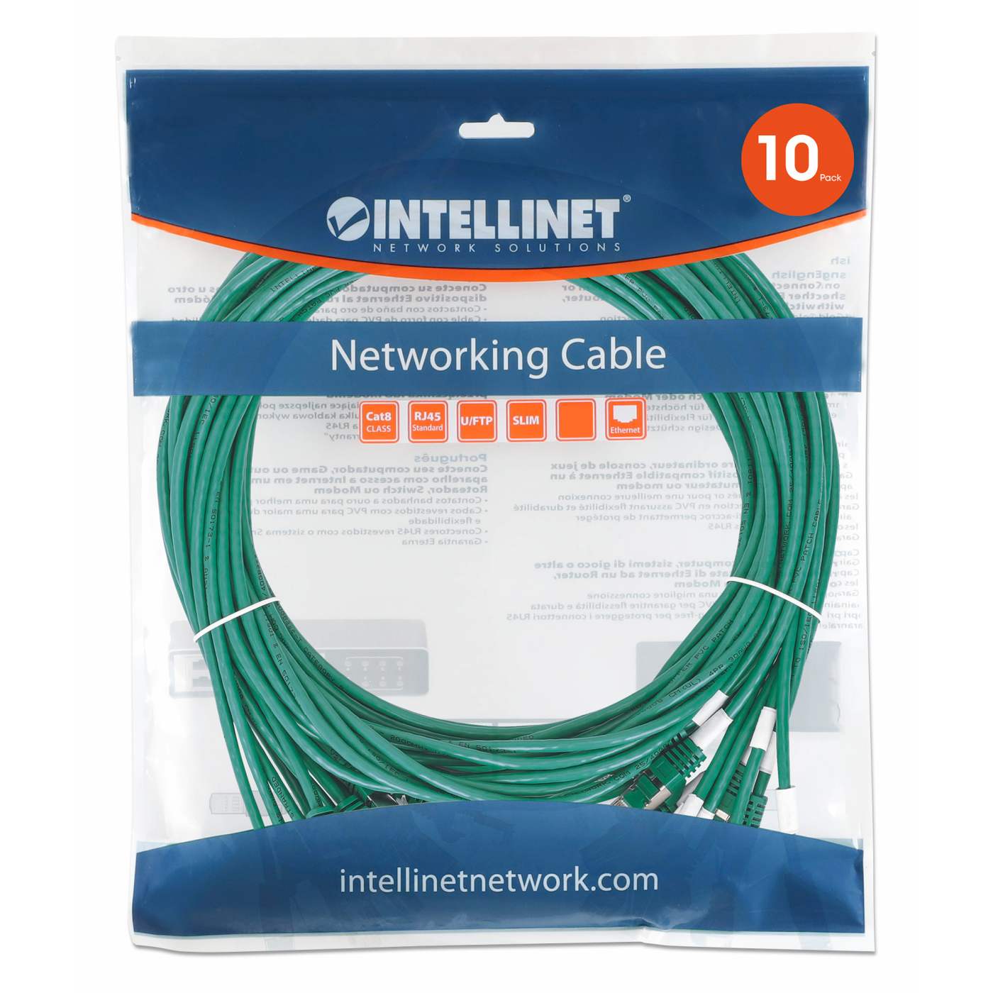 Cat8.1 U/FTP Slim Network Patch Cable, 0.5 ft., Green, 10-Pack Image 8