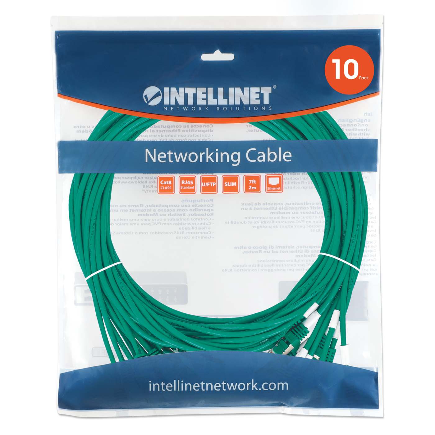 Cat8.1 U/FTP Slim Network Patch Cable, 0.5 ft., Green, 10-Pack Image 8