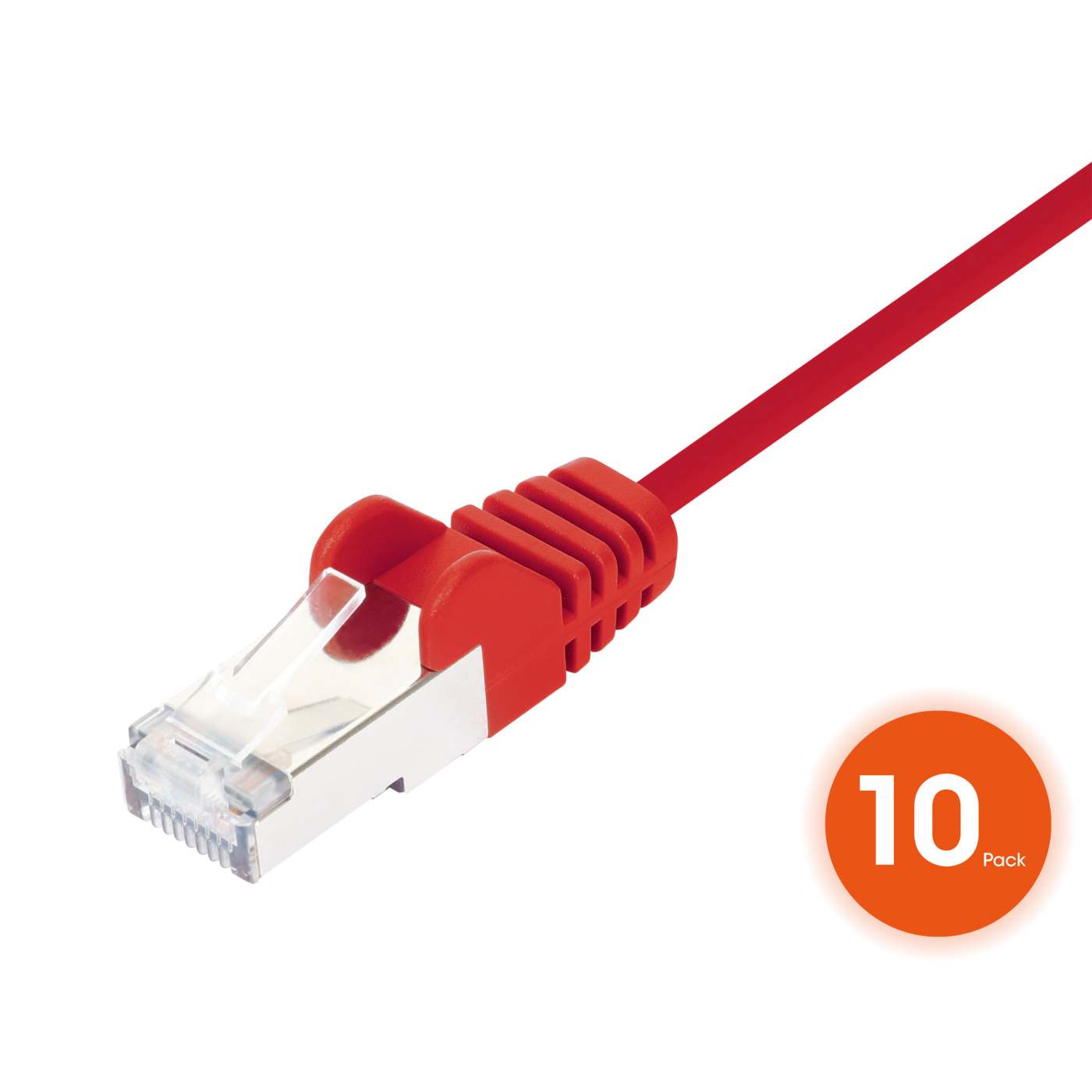 Cat8.1 U/FTP Slim Network Patch Cable, 0.5 ft., Red, 10-Pack Image 3