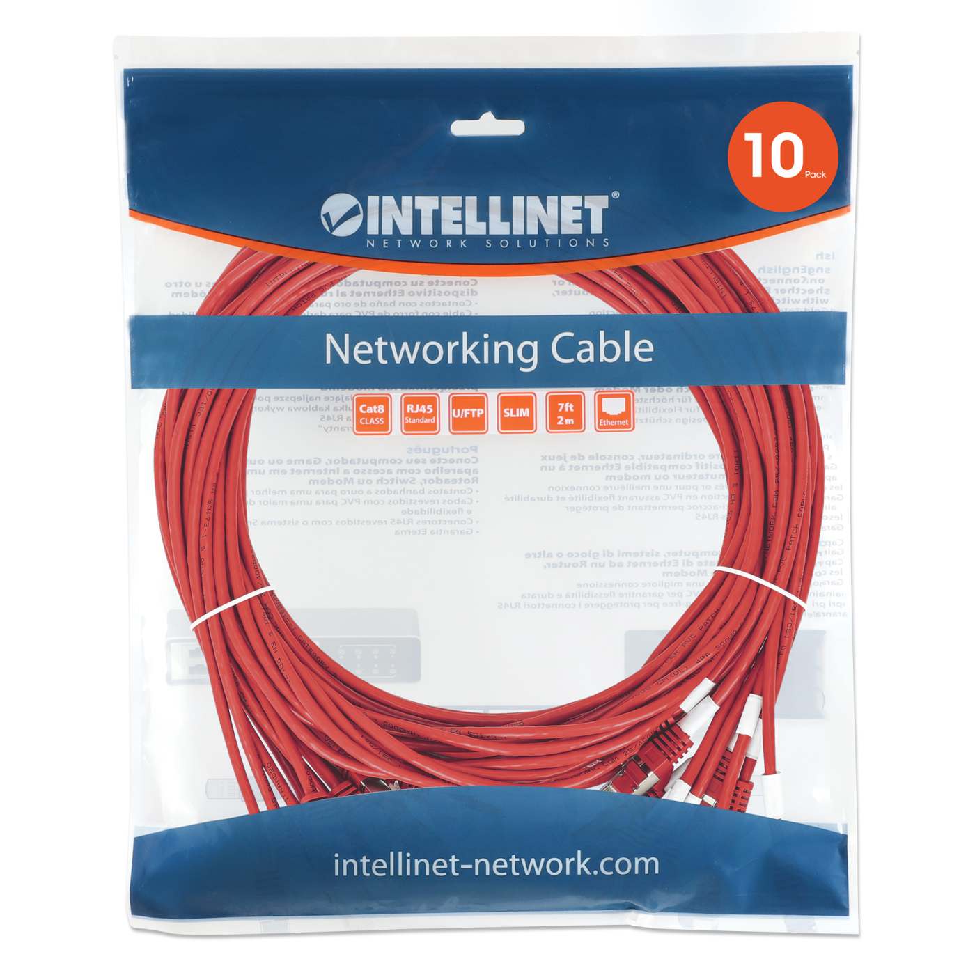 Cat8.1 U/FTP Slim Network Patch Cable, 0.5 ft., Red, 10-Pack Image 8