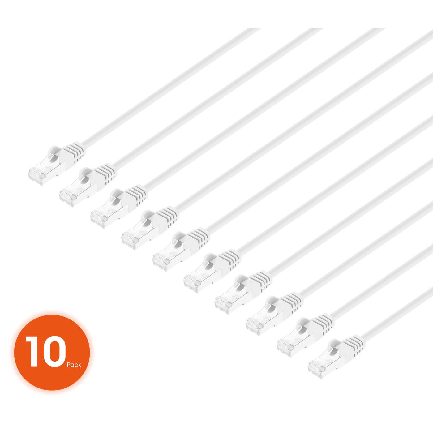 Cat8.1 U/FTP Slim Network Patch Cable, 0.5 ft., White, 10-Pack Image 1