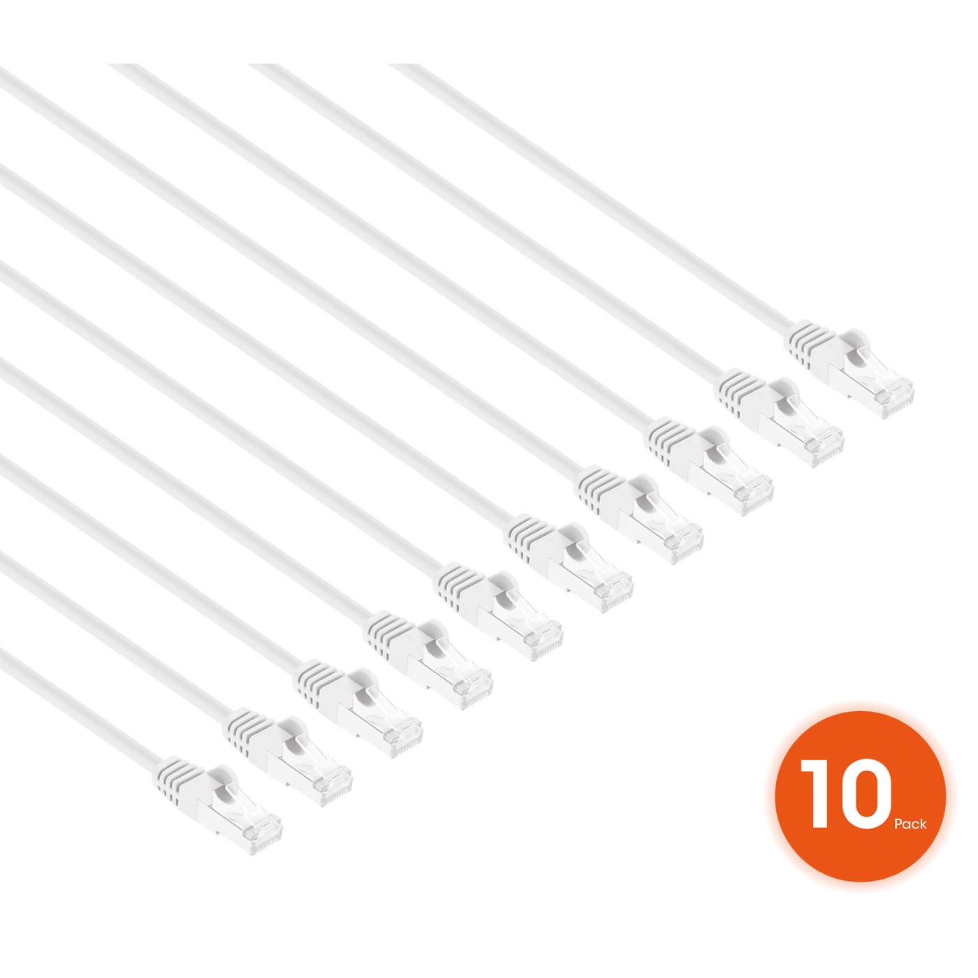 Cat8.1 U/FTP Slim Network Patch Cable, 0.5 ft., White, 10-Pack Image 2