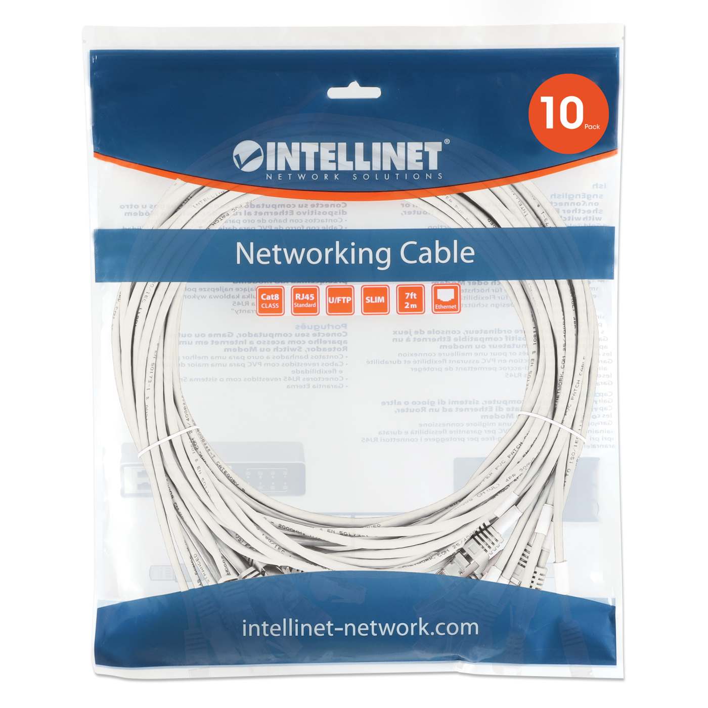 Cat8.1 U/FTP Slim Network Patch Cable, 0.5 ft., White, 10-Pack Image 8