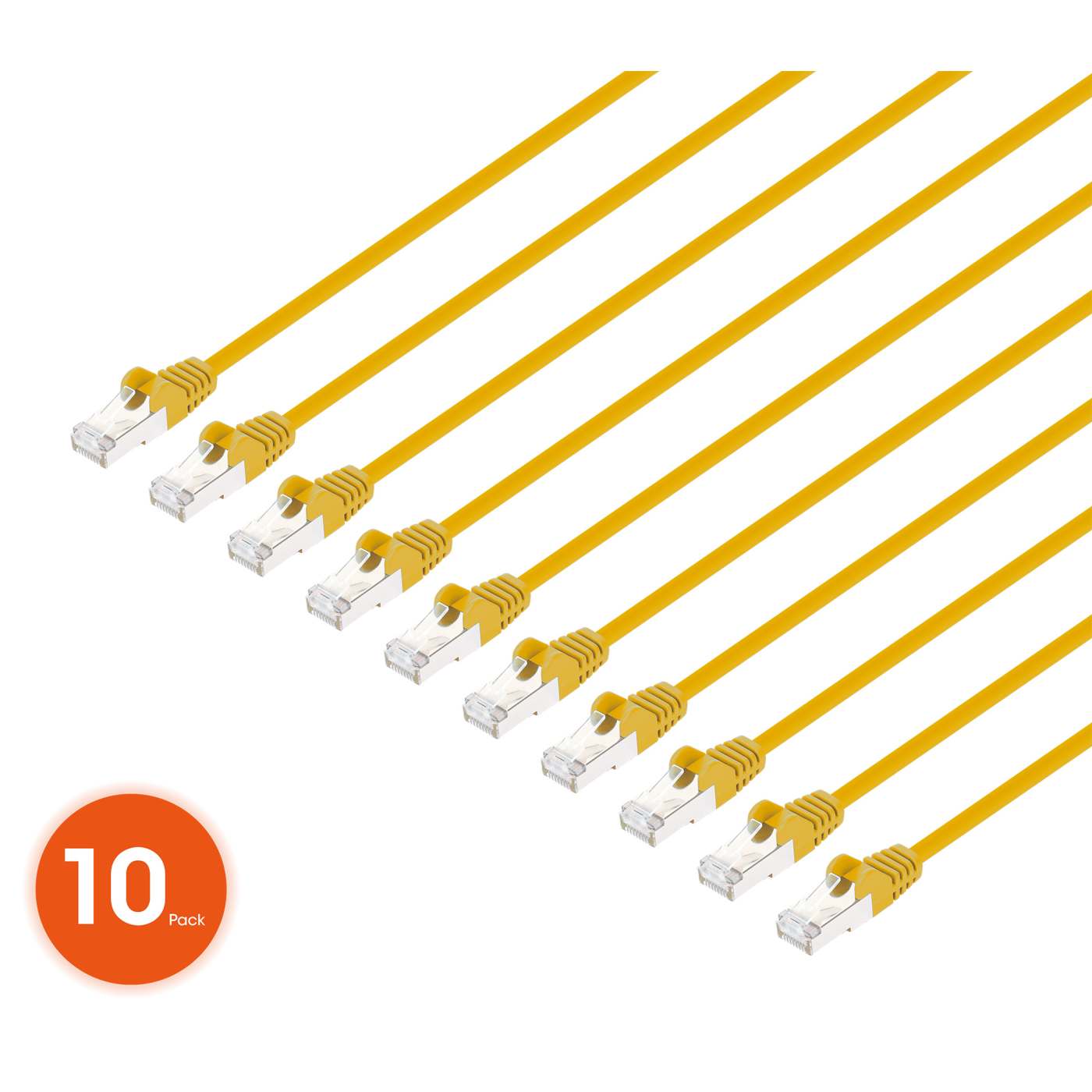 Cat8.1 U/FTP Slim Network Patch Cable, 0.5 ft., Yellow, 10-Pack Image 1