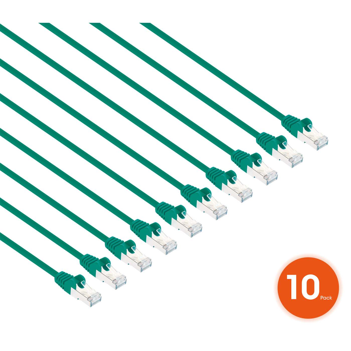 Cat8.1 U/FTP Slim Network Patch Cable, 3 ft., Green, 10-Pack Image 2