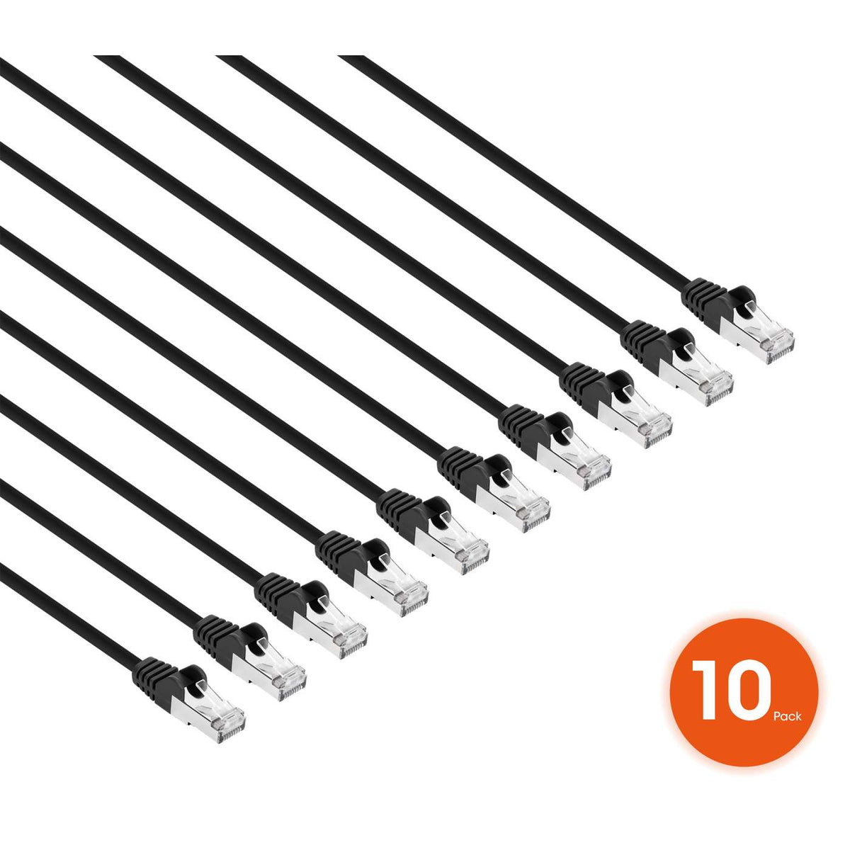 Cat8.1 U/FTP Slim Network Patch Cable, 5 ft., Black, 10-Pack Image 2