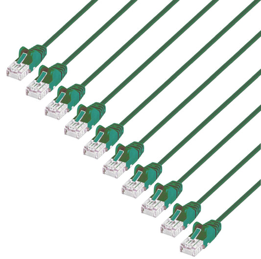 Cat6 U/UTP Slim Network Patch Cable, 0.5 ft., Green, 10-Pack