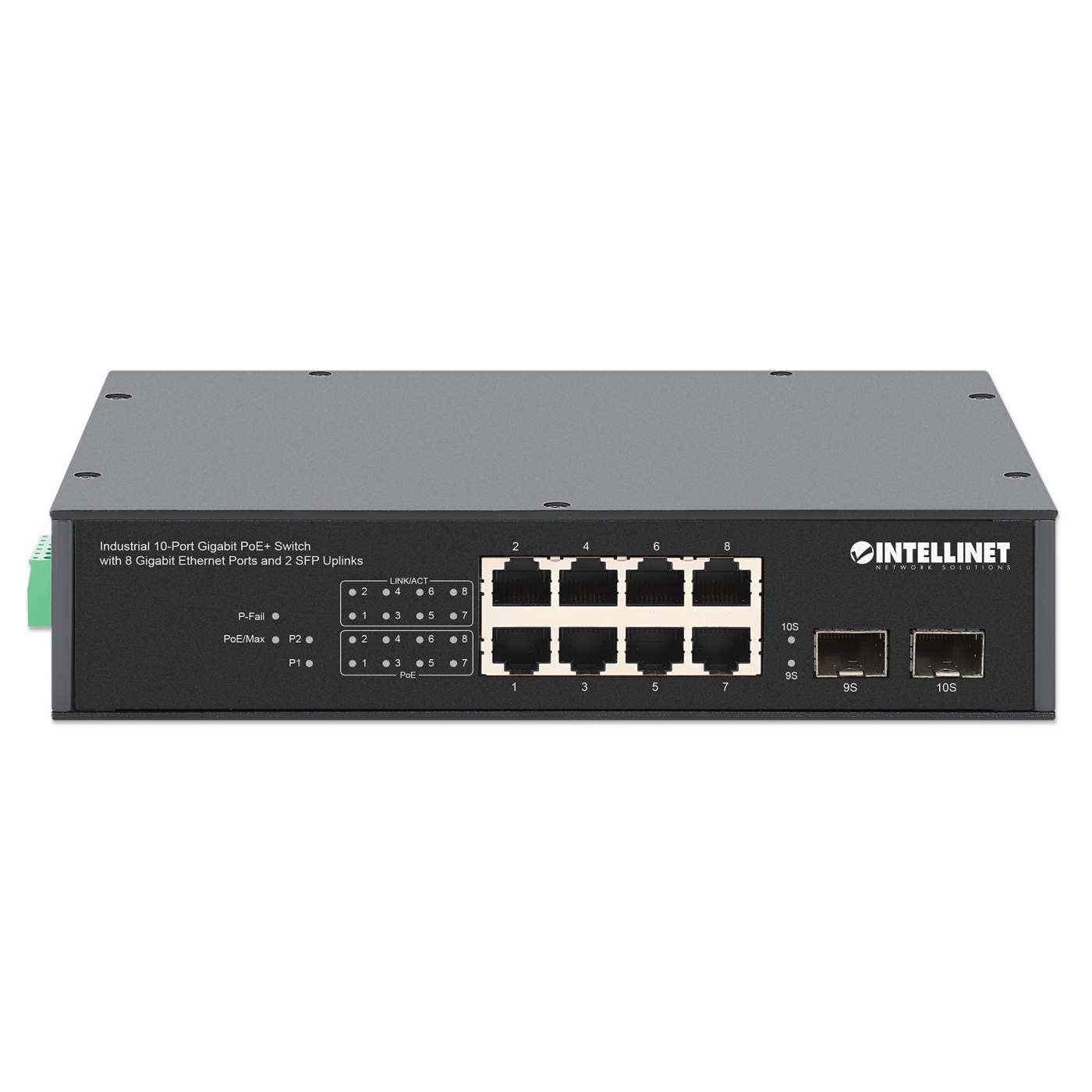 Industrial 10-Port Gigabit PoE+ Switch with 8 Gigabit Ethernet Ports and 2 SFP Uplinks Image 4