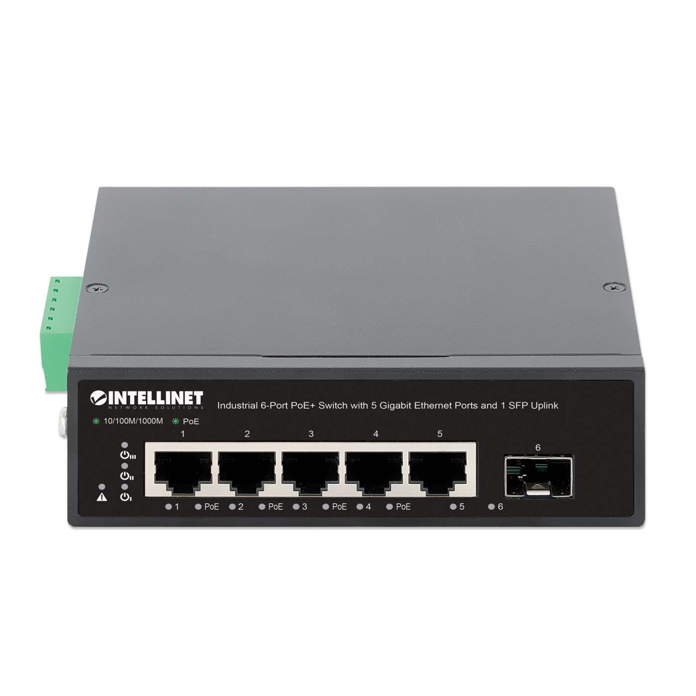 Industrial 6-Port PoE+ Switch with 5 Gigabit Ethernet Ports and 1 SFP Uplink Image 3