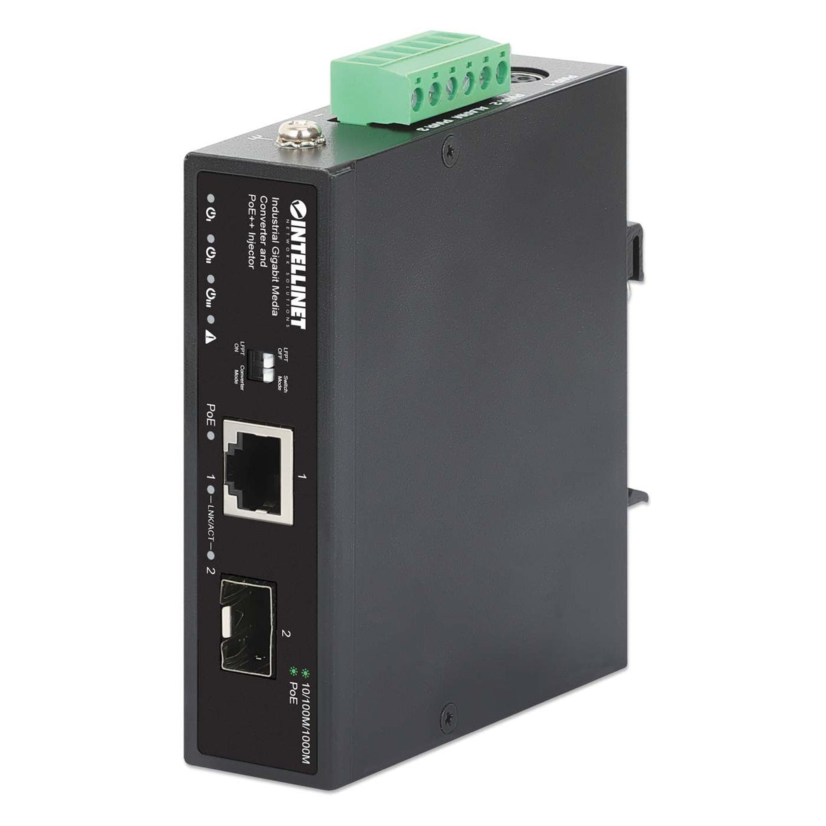 Industrial GbE Media Converter & PoE++ Injector 95W | TAA Compliant