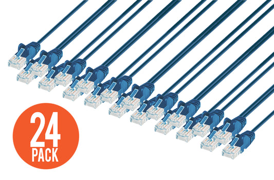 Cat6 U/UTP Slim Network Patch Cable, 1.5 ft., Blue, 24-Pack