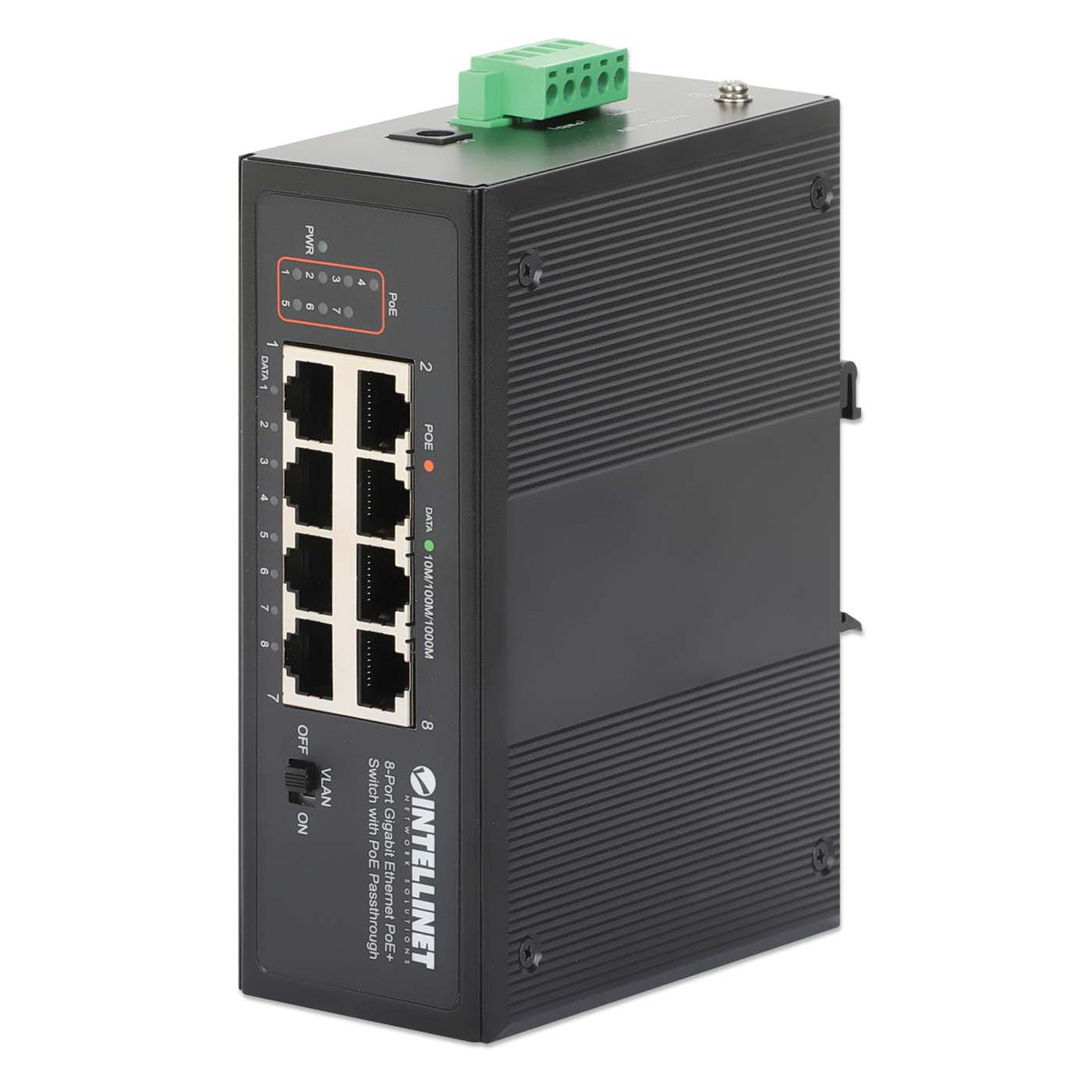 Hardened 8-Port GbE PoE+ Switch w/ PoE Passthrough (561624)