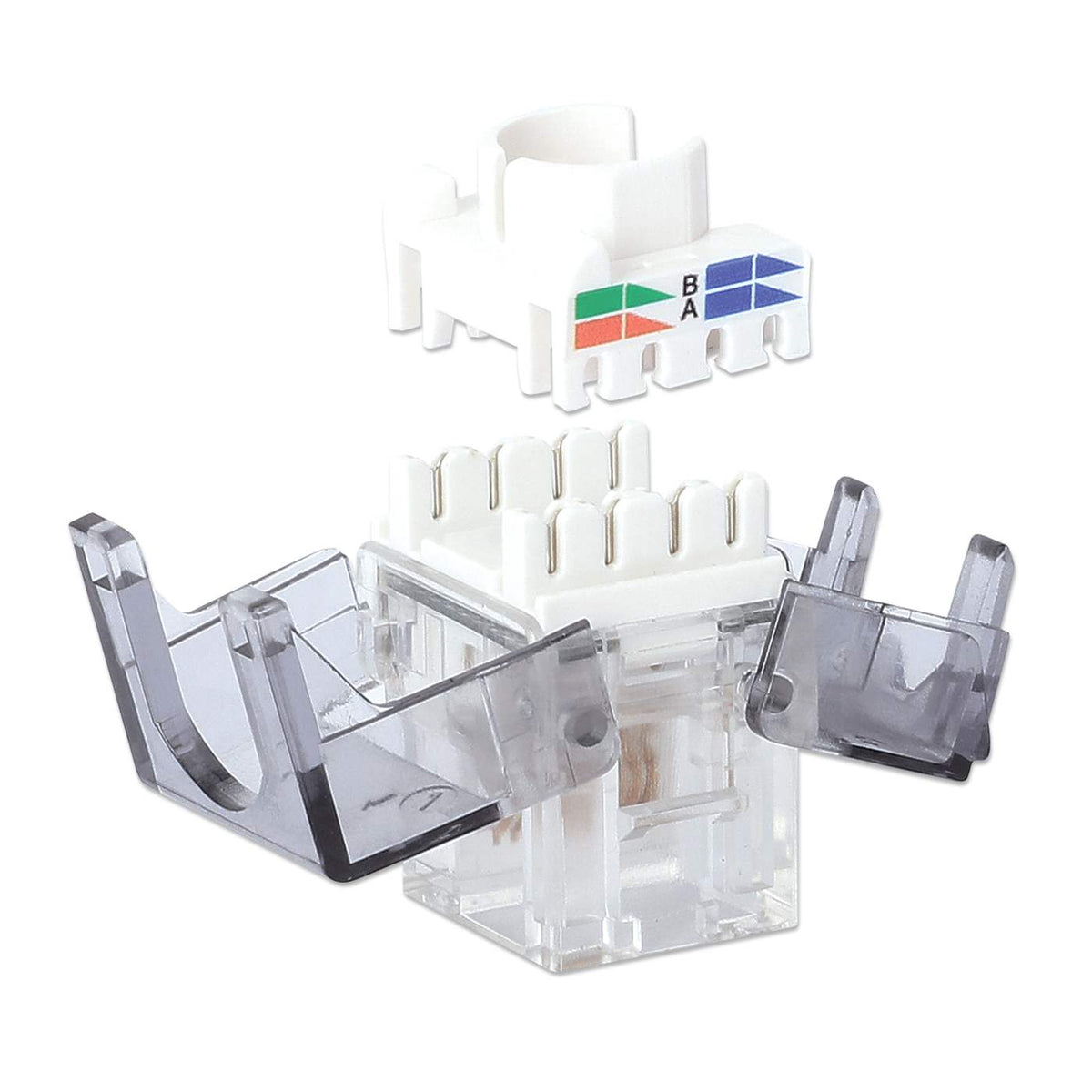 Port Identifier Cat6 Toolless Keystone Jack w/ LED, Transparent, 25-Pack